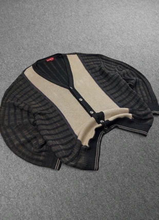 Cardigan / Gilet "Portobellos" Vintage 80s en Maille Gris / Beige à Logo Brodé 65% Coton (XL/XXL), marque: Portobello, état: Bon état, taille: XL, 21,00 €, 22,75 € Protection acheteurs (Pro) incluse