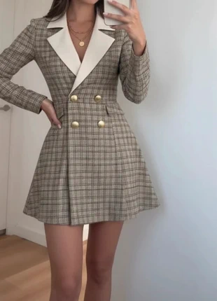 Robe blazer chic intemporel grise à carreaux, marke: Maison Aurore, zustand: Sehr gut, größe: M / 38 / 10, 72,00 €, 76,30 € inklusive Vinted-Käuferschutz