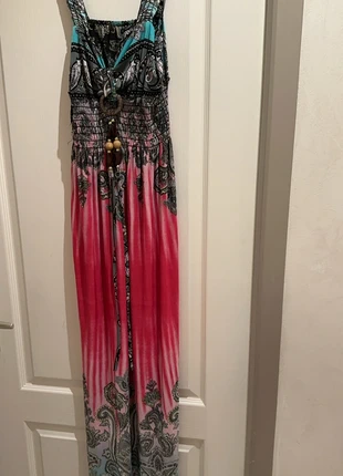 Robe longue été multicolore rose turquoise, état: Très bon état, taille: XL / 42 / 14, 6,00 €, 7,00 € Protection acheteurs incluse