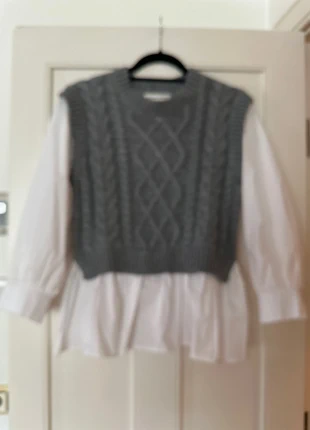 Grey and white shirt-jumper, brand: English Factory, condition: Very good, size: S / UK 8-10, £30.00, £32.20 includes Buyer Protection