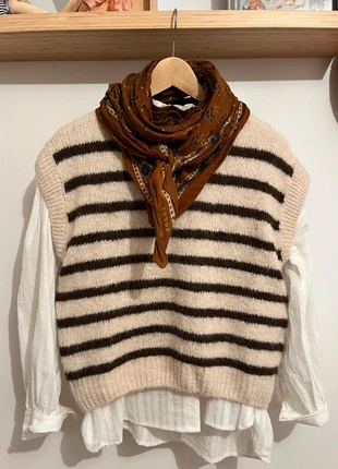 Pull rayé sans manches crème/choco, marque: Intuition, état: Neuf avec étiquette, taille: Taille unique, 34,00 €, 36,40 € Protection acheteurs incluse