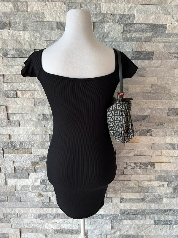 PrettyLittleThing Black Ribbed Bodycon Dress 2