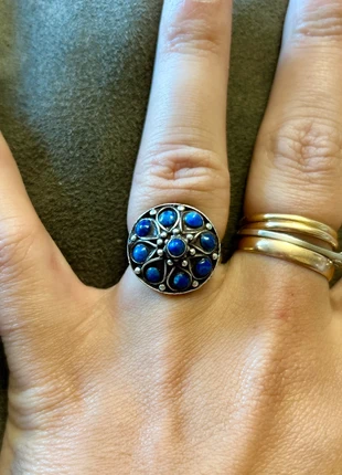 Bague ethnique en argent massif et lapis-lazuli, marca: Argent, estado: Muito bom, tamanho: 18,1 mm Ø / 18,5, €65.00, €68.95 inclui Proteção do Comprador Pro