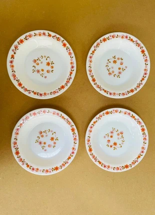 Lot de 4 assiettes creuses Arcopal vintage - motif fleuri orange et rose - Années 70 - Modèle Scania, marque: Arcopal, état: Très bon état, 24,90 €, 26,85 € Protection acheteurs incluse