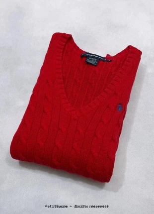 Pull col V Torsadé Polo Ralph Lauren Femme Rouge 100% Coton Slim Pull over - Taille M /774V-B, marke: Ralph Lauren, zustand: Sehr gut, größe: M / 38 / 10, 49,00 €, 52,15 € beinhaltet Vinted-Käuferschutz Pro