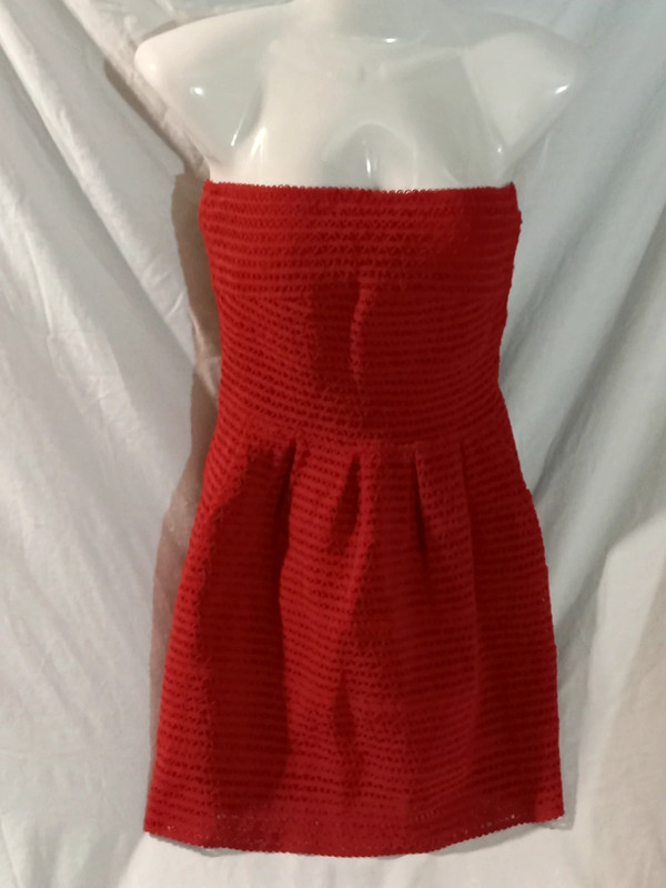 Forever 21 red rubber Strapless mini Dress small 3