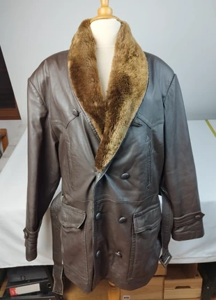 Veste/ Manteau Canadienne en cuir véritable marron – taille 52 XL, brand: Vintage Dressing, condition: Good, size: XL, €40.00, €42.70 includes Buyer Protection