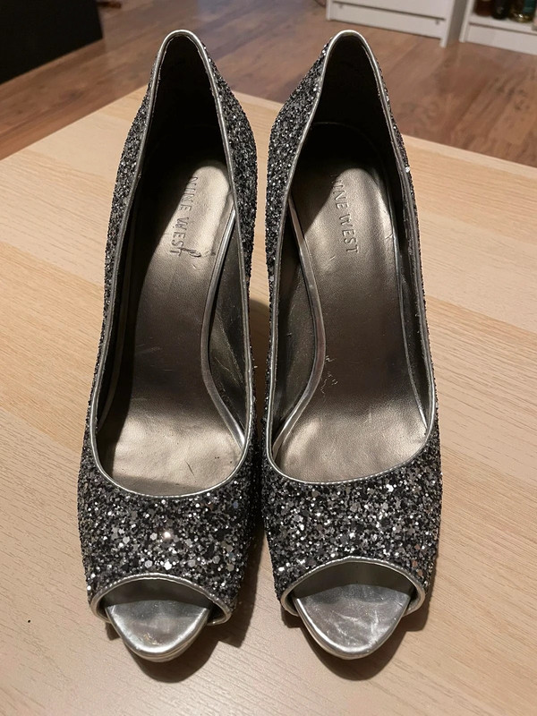 Glitter open toe heels sales