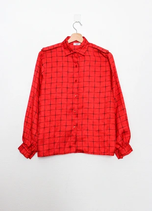 Red grid pattern shirt | Chemisier rouge motif quadrillé, marque: Vintage, état: Bon état, taille: M / 38 / 10, 9,00 €, 10,15 € Protection acheteurs (Pro) incluse