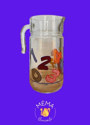 Carafe / pichet à jus / eau en verre vintage Made in Italy avec des chiffres, marque: Vintage Love, état: Neuf sans étiquette, 14,00 €, 15,40 € Protection acheteurs (Pro) incluse