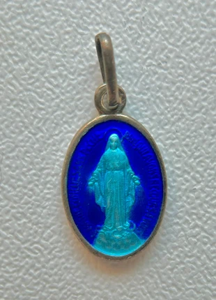 Ancienne médaille Miraculeuse Vierge Marie  En métal et émail bleu foncé, merk: Marie, staat: Heel goed, € 12,00, € 13,30 inclusief Kopersbescherming