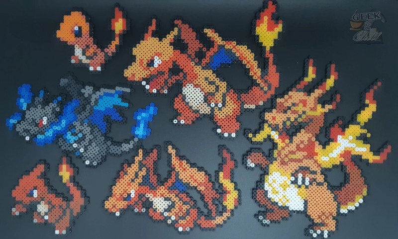 Pixels Pokémon - Famille Salamèche - Perles Hama