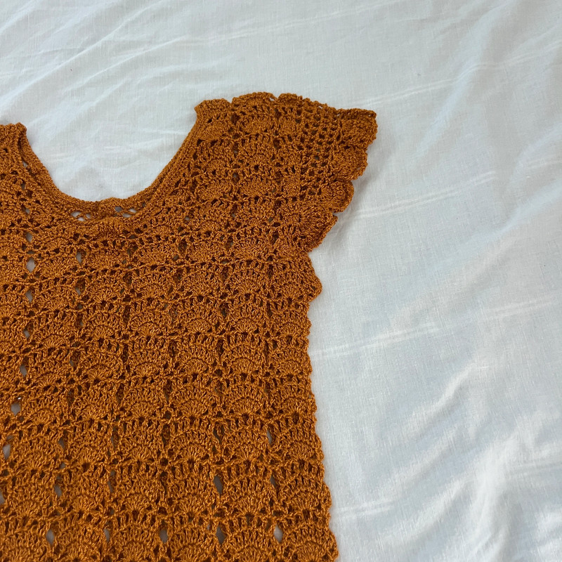 Burnt orange hand-knit blouse 2