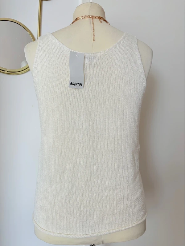Joli top sans manches blanc tricot Taille L Bristol - photo numéro 2