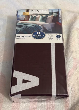 Drap housse Prestige 160x200 cm – 100% coton, marca: prestige, estado: Novo sem etiquetas, tamanho: Casal Queen (150–180 cm x 190–200 cm), €6.49, €7.51 inclui Proteção do Comprador Pro