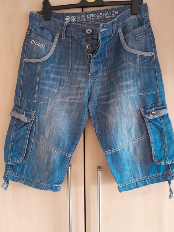 Mens crosshatch denim deals cargo shorts