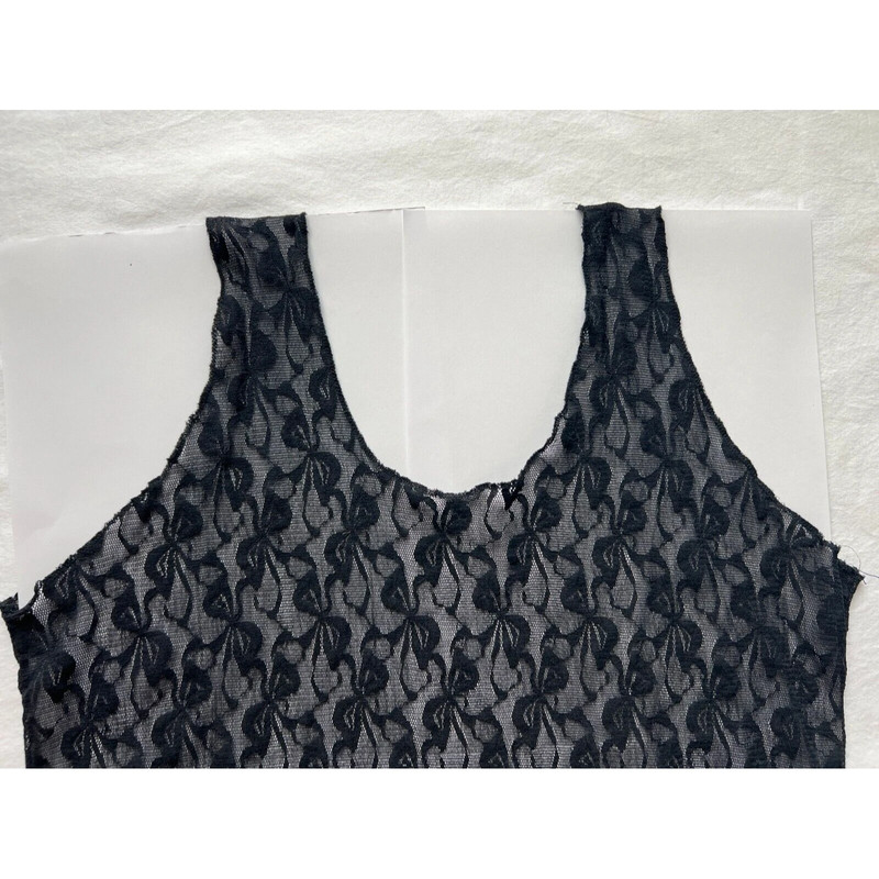 Sheer Stretch Lace Bow Pattern Mesh Tank Top Shirt One Size Medium Lingerie 3