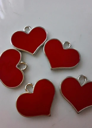 5 stuks bedels hangers metaal rood zilver grijs hart hartjes, estado: Muito bom, €1.50, €2.28 inclui Proteção do Comprador Pro