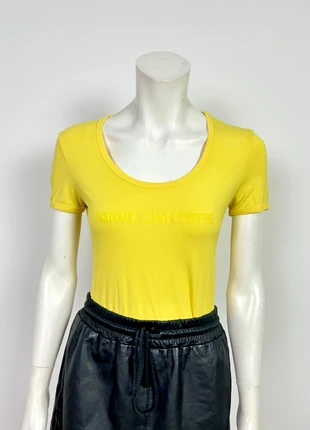Vintage Versace Jeans Couture Baby Tee Gr. M Stretch gelb 90s Y2K neon Barbiecore , merk: Versace Jeans Couture, staat: Heel goed, maat: M / 38 / 10, € 31,00, € 33,25 inclusief Kopersbescherming