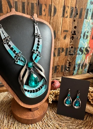 Boho sieradenset / turquoise / halsketting - oorbellen, marque: Boheme, état: Neuf sans étiquette, 9,49 €, 10,66 € Protection acheteurs incluse