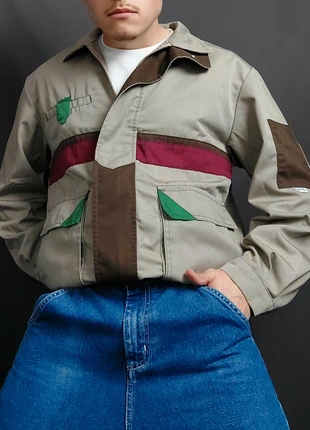 Veste Workwear Vintage 80s Beige / Multicolores à Empiècement et Multi-Poches 35% Coton (M), brand: Vintage Dressing, condition: Very good, size: M, €26.00, €28.00 includes Buyer Protection Pro