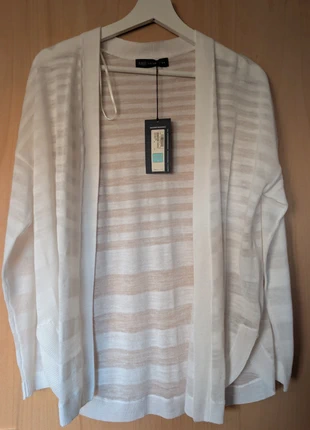 M&S Collection Soft White Linen Blend Stripe Cardigan Size Medium (UK 12-14Autumn Layering, brand: M&S Collection, condition: New with tags, size: M / UK 12-14, £8.00, £9.10 includes Buyer Protection