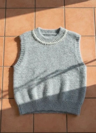 Gilet gris sans manches perles – taille S – chic doux hiver cosy, marque: eloria, état: Très bon état, taille: S / 36 / 8, 42,99 €, 45,84 € Protection acheteurs (Pro) incluse