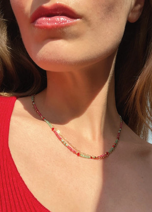 Collier double en pierres naturelles, marque: Fabrication Artisanale, état: Neuf avec étiquette, 24,00 €, 25,90 € Protection acheteurs incluse