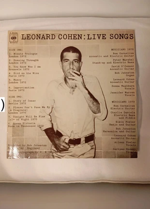 Vinyle Leonard Cohen Live Songs 1973 Cbs | Classique De Culte | VG+ Folk, estado: Muy bueno, 45,00 €, 47,25 € Protección al comprador incluida