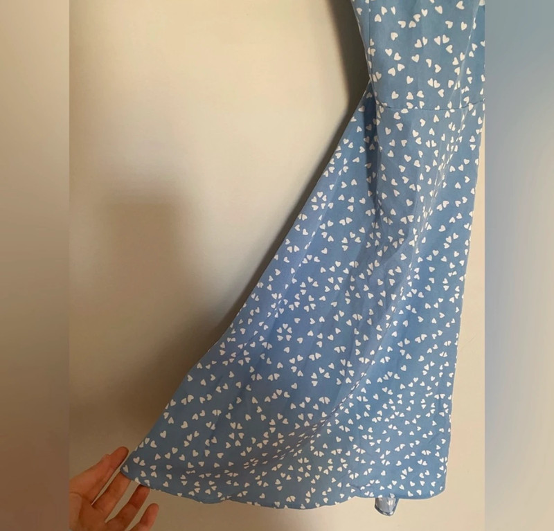 SHEIN Light Blue with White Hearts Sleeveless Low Back Mini Dress 3