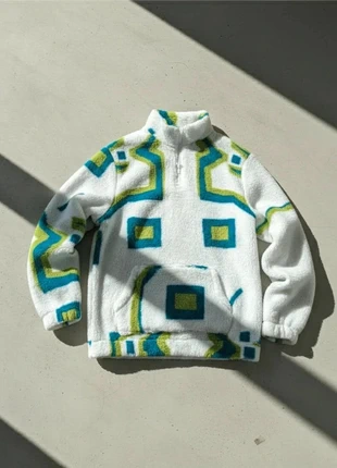 Polaire Oversize Blanche Imprimée – Streetwear / Y2K / Vintage / Winter, état: Très bon état, taille: M, 52,90 €, 56,25 € Protection acheteurs incluse