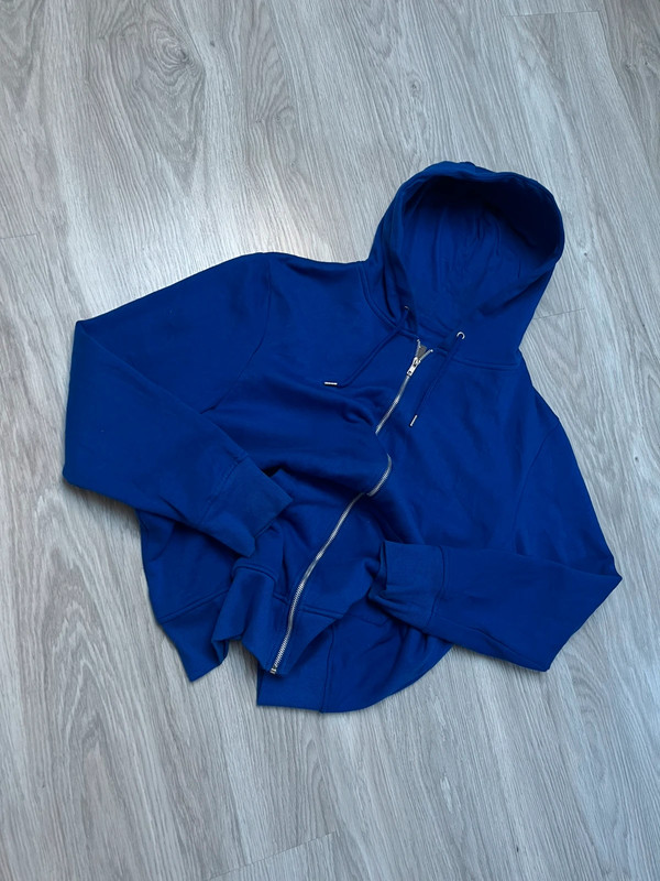 Vintage boxy fit blue prim bluza rozpinana z kapturem retro ZIP hoodie basic gładkie streetwear | Vinted