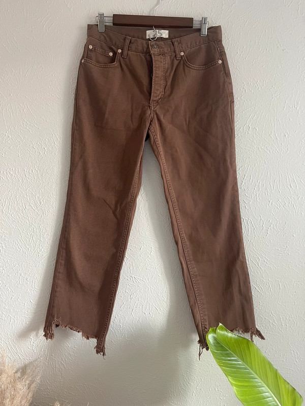 We the Free People Maggie Mid-Rise Straight-Leg Jeans in Wild Mustang Brown 1