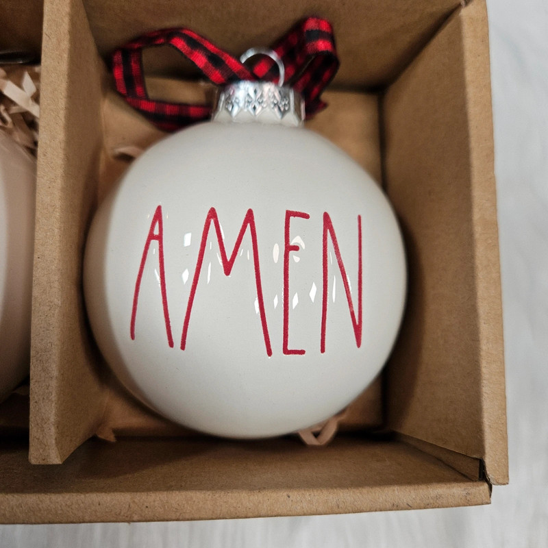 Rae Dunn Rejoice Faith Amen Christmas Ornaments 4