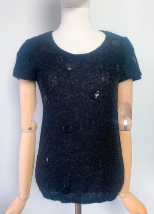 Pull Des Petits Hauts, noir, mohair et sequins, T. 38 #despetitshauts #pull #mohair, merk: Des Petits Hauts, staat: Heel goed, maat: M / 38 / 10, € 22,00, € 23,80 inclusief Kopersbescherming Pro