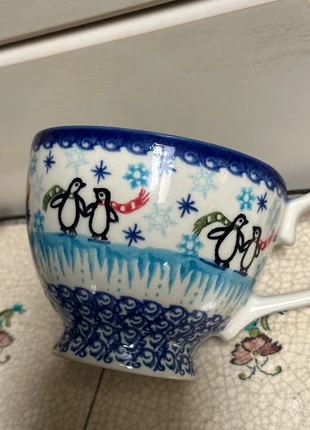 Bolesławiec Unikat! Śliczny kubek pingwiny 350 ml, merk: BOLESLAWIEC, staat: Nieuw zonder prijskaartje, € 24,00, € 25,90 inclusief Kopersbescherming