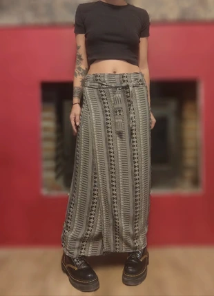 Jupe longue porte feuille noir/gris à motifs Vintage 90s taille S/M, marque: Vintage, état: Très bon état, taille: M / 38 / 10, 17,00 €, 18,55 € Protection acheteurs (Pro) incluse