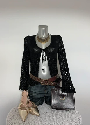 Gilet cardigan boléro y2k ajouré vintage laçage, marca: Vintage, estado: Muy bueno, tamaño: S / 36 / 8, 15,00 €, 16,45 € Protección al comprador Pro incluida