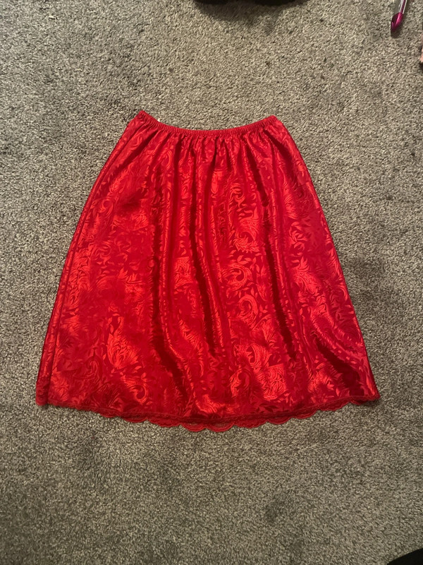 knee length red slip skirt 2