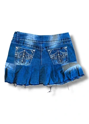 Minijupe en jean Y2K à motif bleu foncé - Taille 36, marke: y2k, zustand: Sehr gut, größe: S / 36 / 8, 10,00 €, 11,20 € inklusive Vinted-Käuferschutz