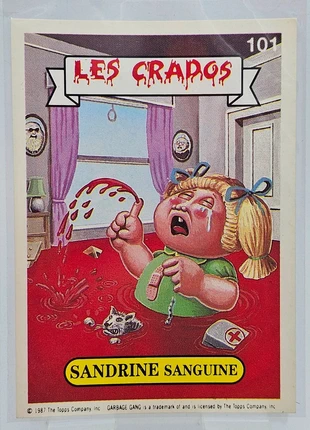 Carte Les Crados n°101 - Sandrine Sanguine - 1987 - Topps, brand: Topps, condition: Very good, €7.99, €9.09 includes Buyer Protection Pro