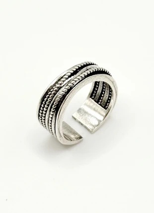 925 Sterling Silver Boho Beaded Adjustable Ring – Vintage Chic Unisex Jewelry, condition: Very good, size: Adjustable, £3.20, £4.06 includes Buyer Protection Pro