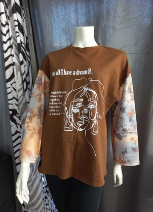 Top sweat Loose manches longues camel et tie&dye by Shein taille S , marca: Shein, estado: Nuevo sin etiquetas, tamaño: S / 36 / 8, 13,00 €, 14,35 € Protección al comprador incluida