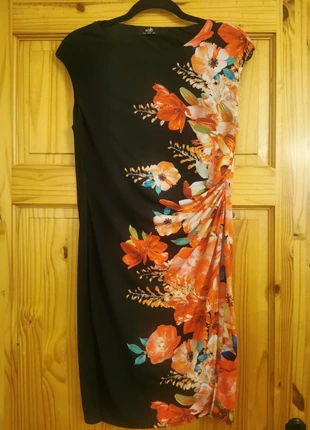Wallis black floral drape-side dress UK10 EUR38 🌺, brand: Wallis, condition: Very good, size: M / 38 / 10, €8.99, €10.14 includes Buyer Protection