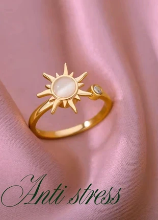 Bague dorée réglable Soleil tournant anti stress en acier satiné, merk: sans marque, staat: Heel goed, maat: Aanpasbaar, € 5,90, € 6,90 inclusief Kopersbescherming