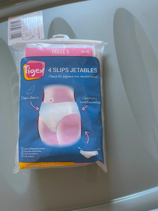 4 Slips jetables pour les séjour en maternité Blanc - TIGEX Taille taille L