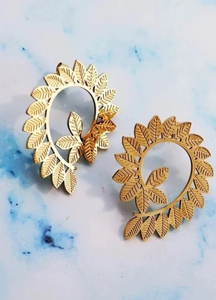 earrings boucles d'oreilles couronne de feuilles acier inoxydable boho tendance romain élégant, marque: List without brand, état: Très bon état, 14,00 €, 15,40 € Protection acheteurs incluse