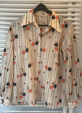 Vintage jaren ’70 blouse – Solfin Paris (draagt als ruime L), merk: Solfin, staat: Heel goed, maat: Overige, € 12,50, € 13,83 inclusief Kopersbescherming