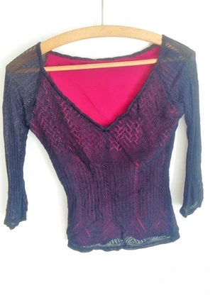 Kurzes Schwarzpinkes Oberteil, Netz, weiter Ausschnitt, 34-36, brand: original vintage, condizioni: Buone, taglia: S / IT 40 / EU 36, €10.00, €11.20 include la Protezione acquisti