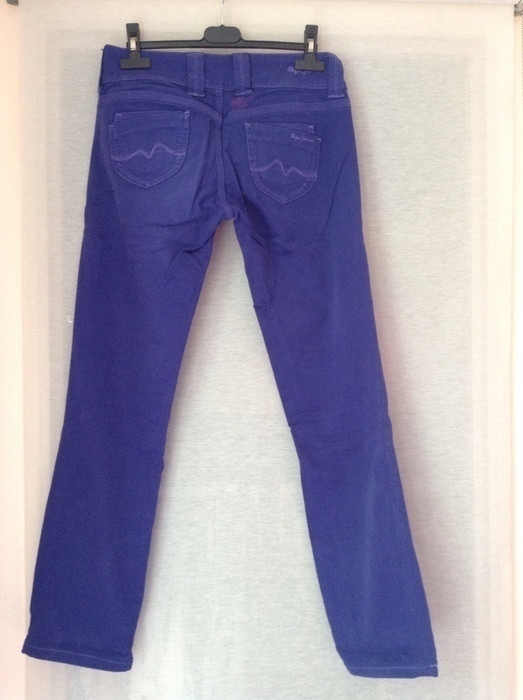 Pantalon Pépé Jean coupe jean effet peau de pêche bleu violet Taille 27 2